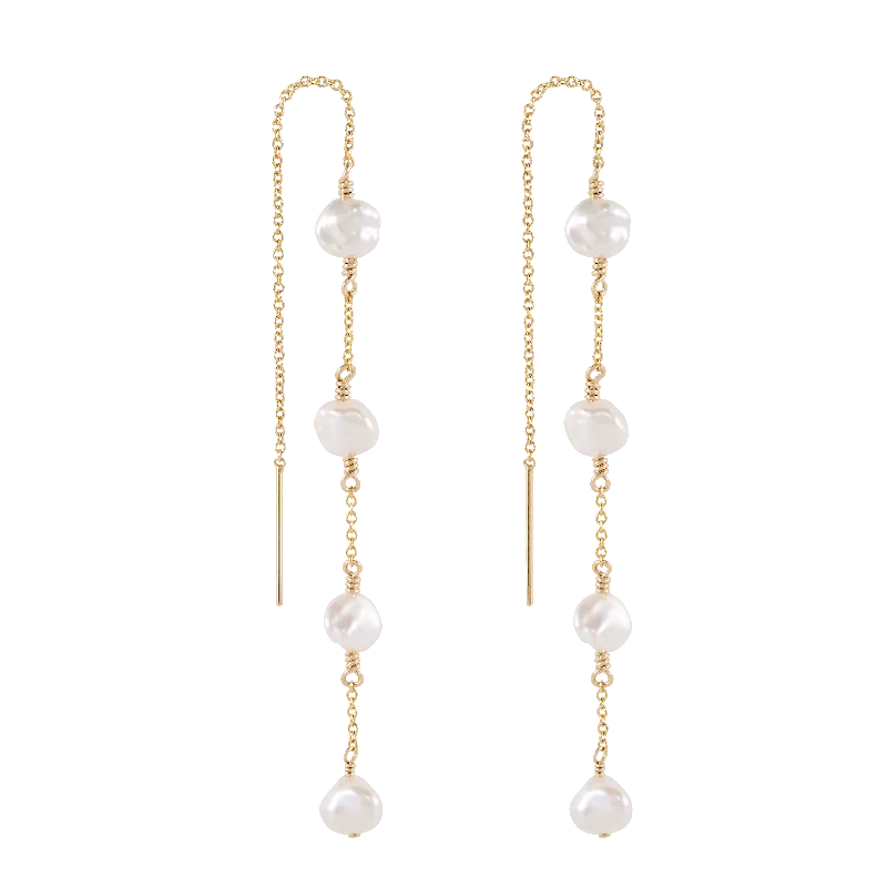 delicate pearl earrings for women -Lucia Earrings - Gold