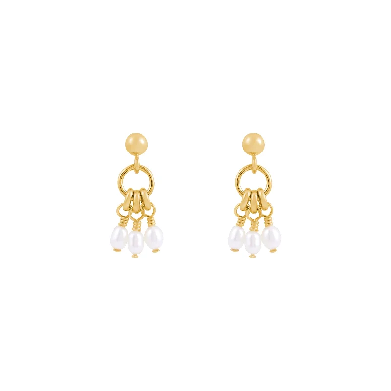 gold ear cuff earrings -Mila Freshwater Pearl Earrings - Gold