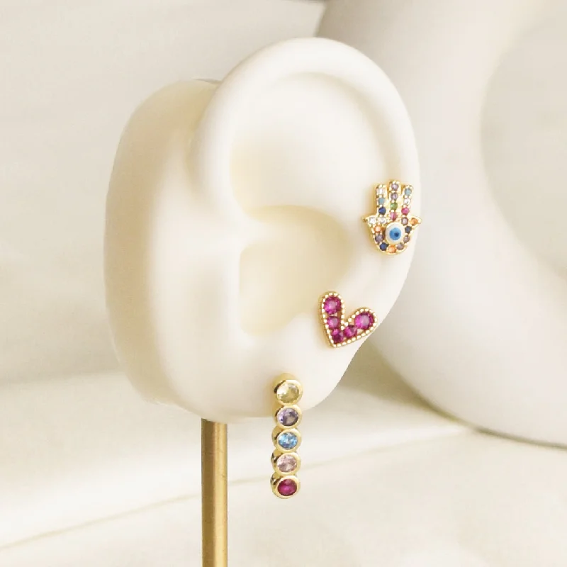 gold ear cuff earrings -Multi Rosie Hamsa Earring Set