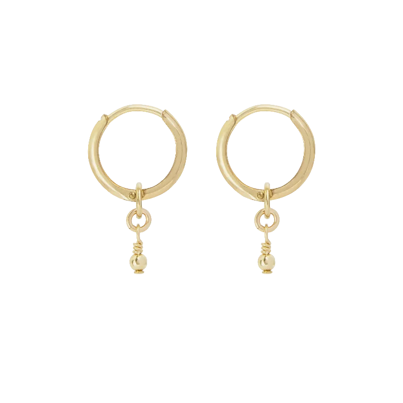 bar stud earrings for women -Noa Bead Mini Hoop - Gold