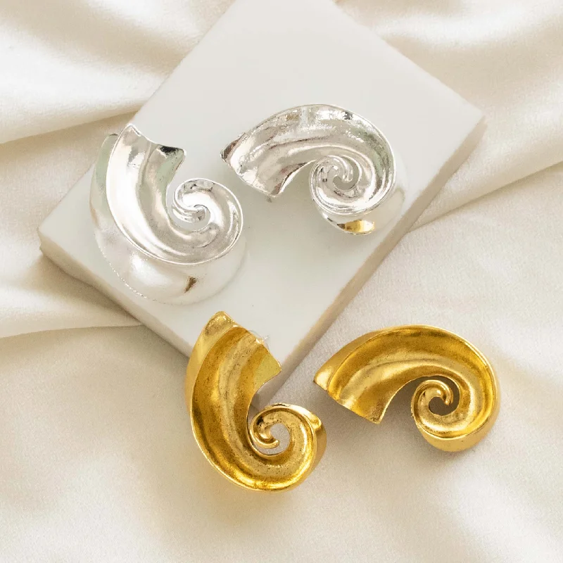 drop earrings for bridesmaids -Snail Swirl Chunky Earrings