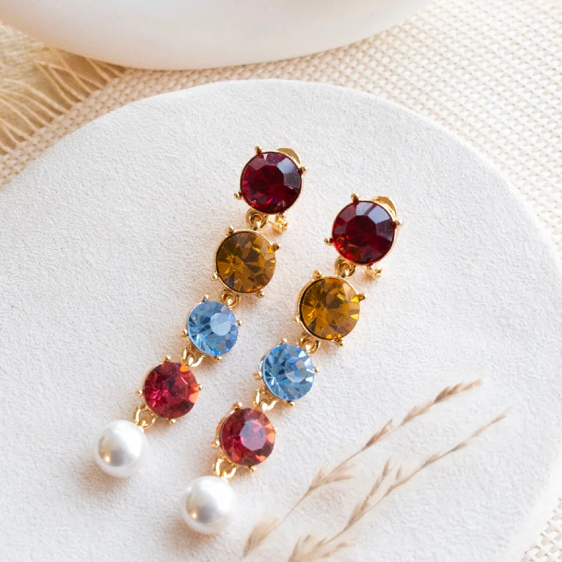 mismatched earrings for women -Rainbow Crystal Earrings