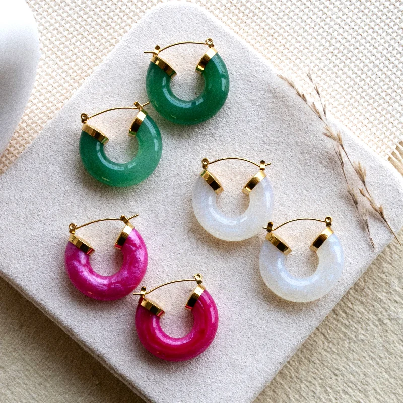 geometric earrings for women -Round Divine Hoops