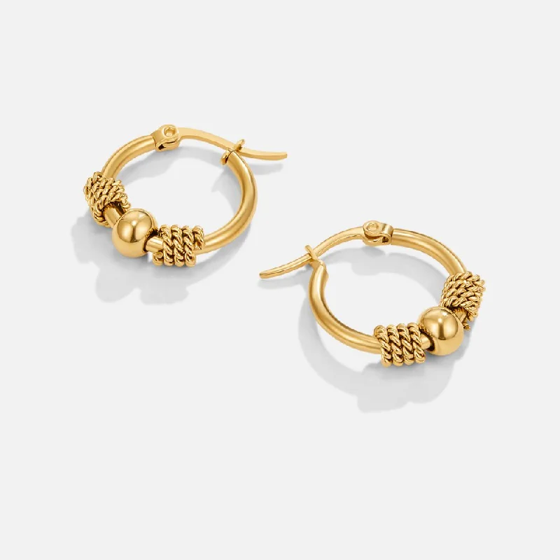 cubic zirconia hoop earrings -Selena Gold Hoop Earrings