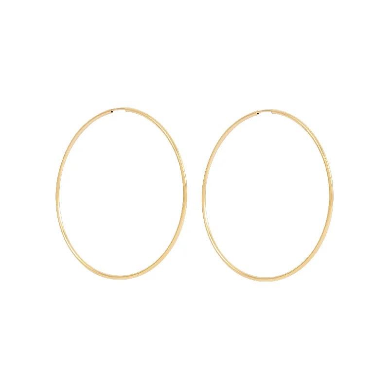 gold crawler earrings for women -Thin Hoop Earrings - Gold