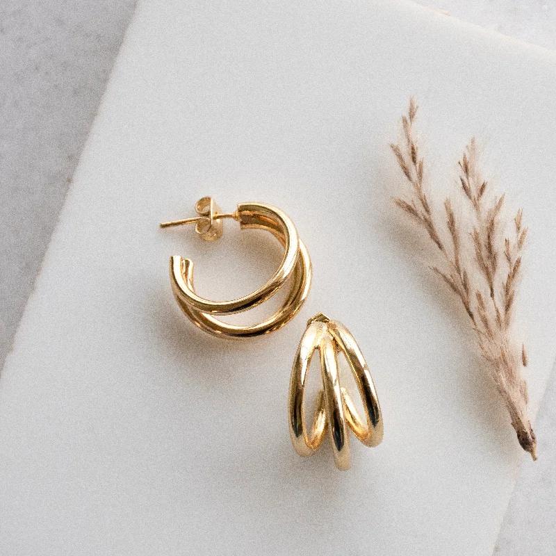 minimalist stud earrings for everyday wear -Tiny Triple Hoop Earrings