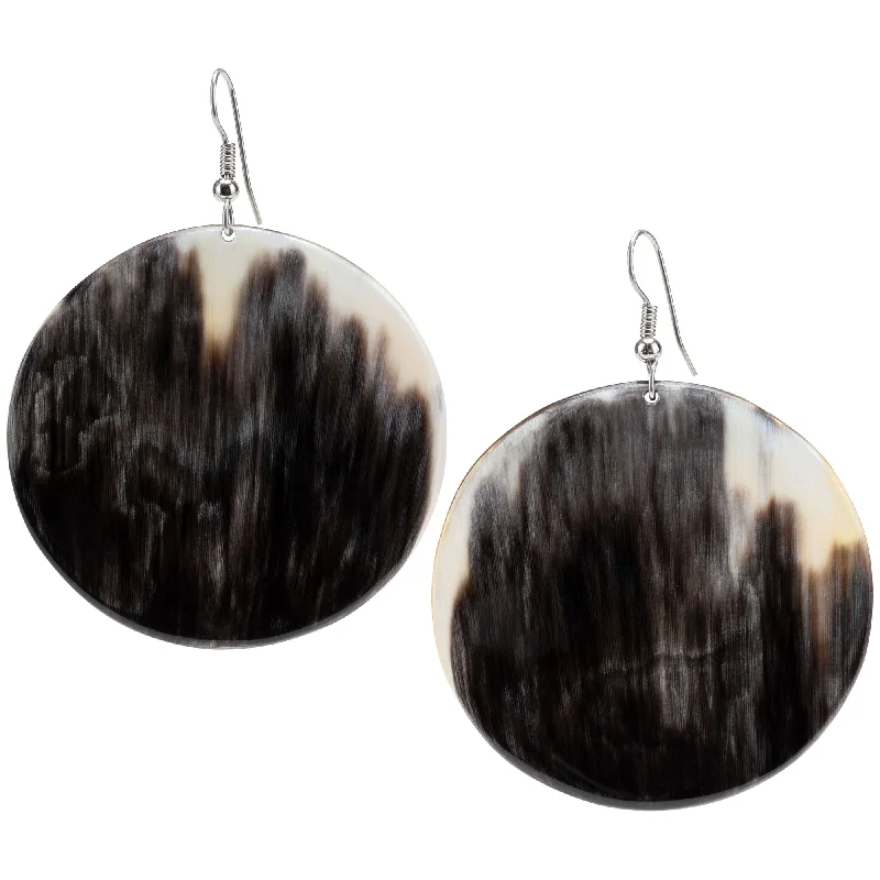 bold statement earrings for women -Circle Horn Earrings