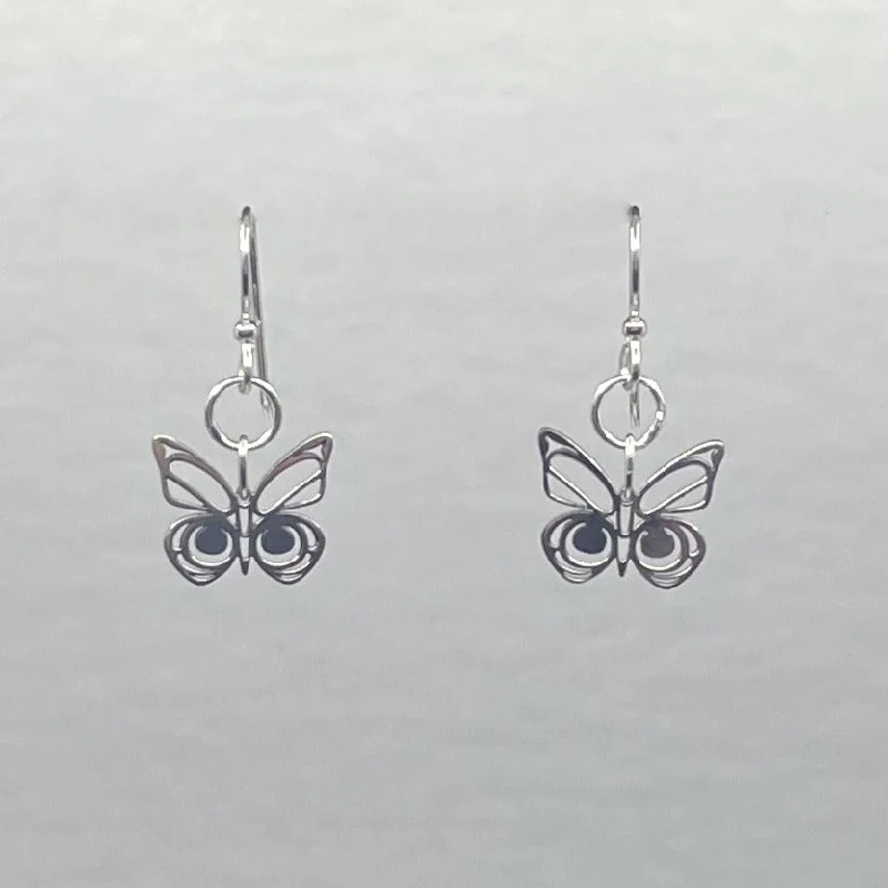 angel halo earrings for women -Asoyuf Mini Silver Butterfly Hook Earrings