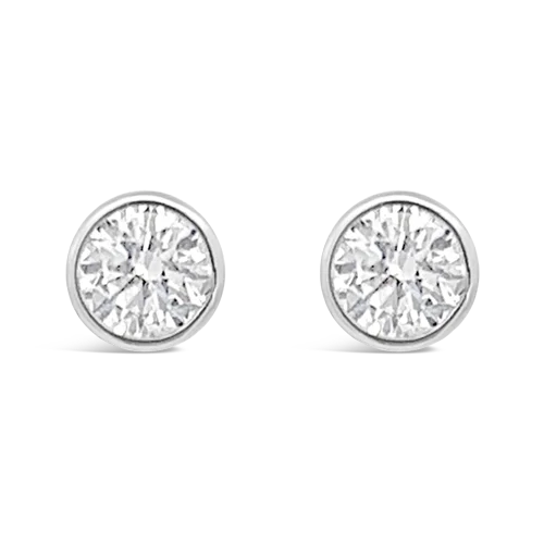 vintage clip-on earrings for women -Bezel set Diamond Stud Earrings