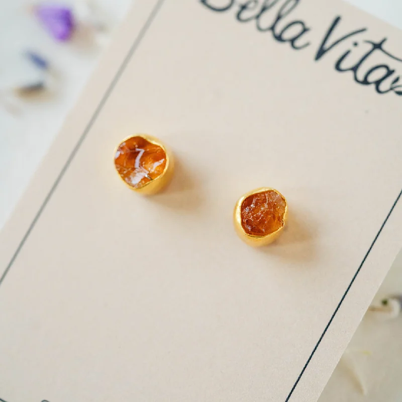 celestial earrings for women -Citrine Post Earrings