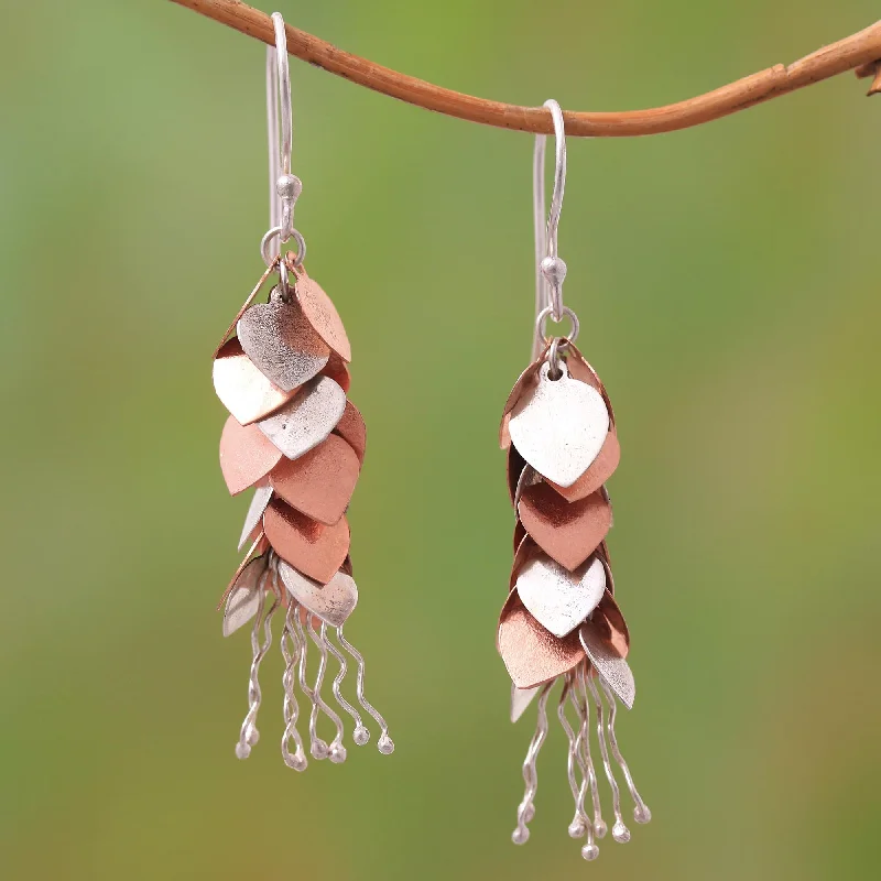 mismatched earrings for women -Bundles of Love Rose Gold Accented Sterling Silver Dangle Earrings