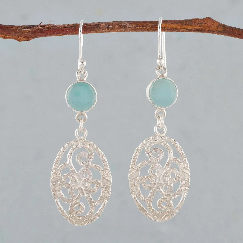 celestial earrings for women -Capture Nature Opal and Sterling Silver Dangle Earrings from Thailand