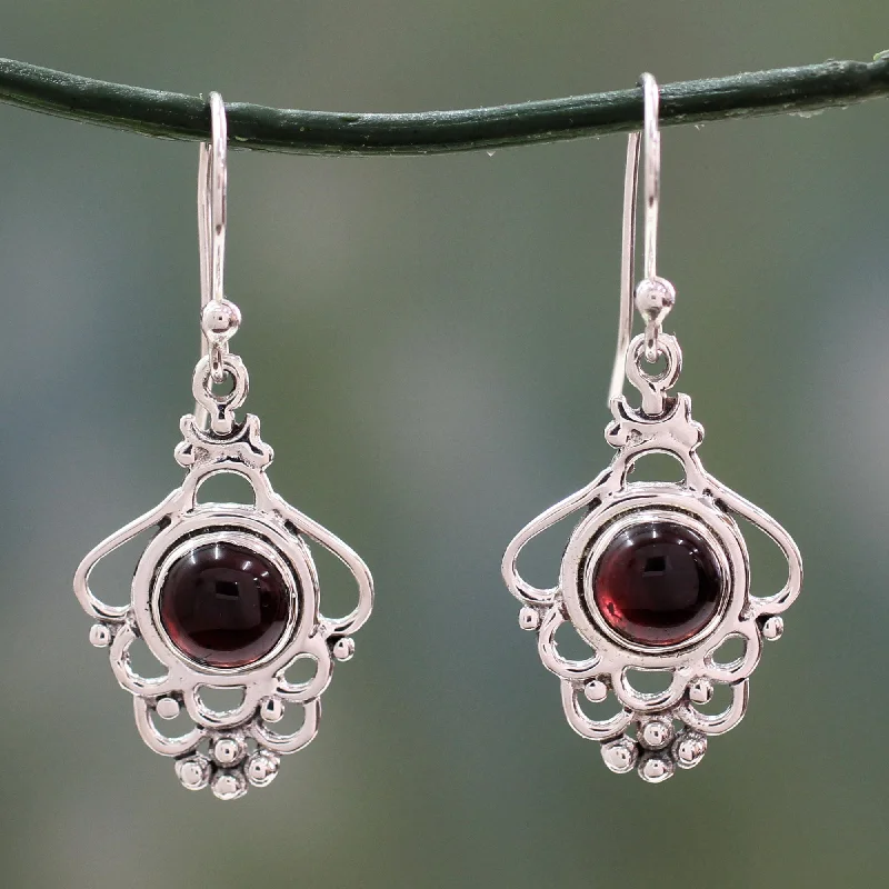 initial earrings for women -Cascading Beauty Garnet Dangle Earrings