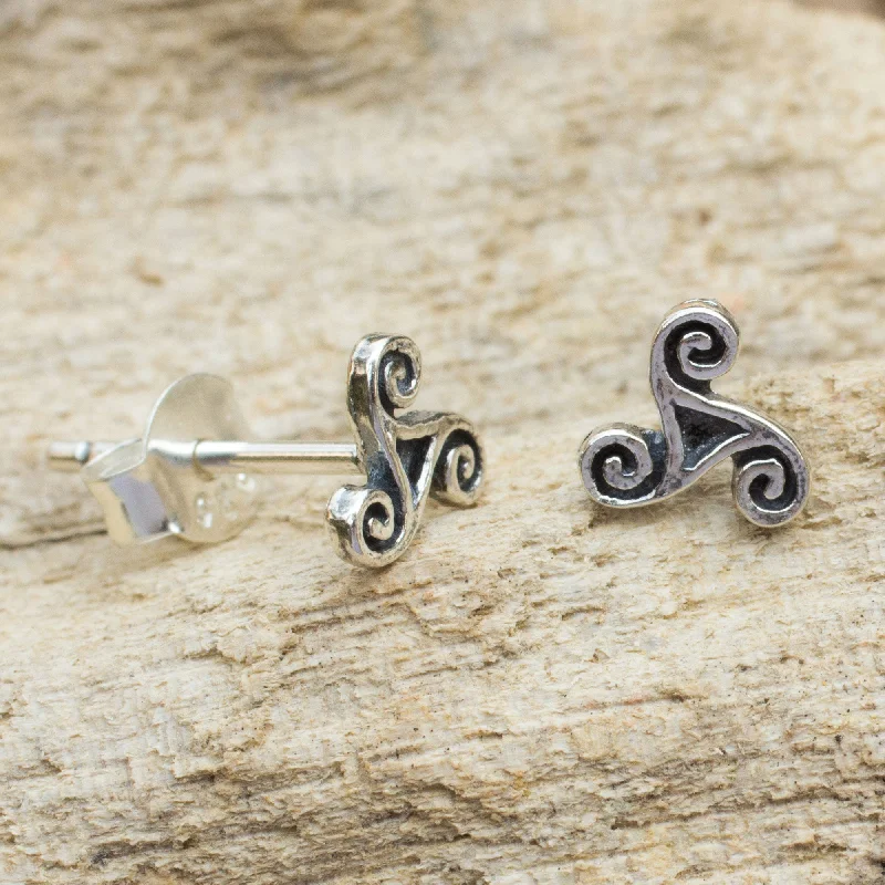 vintage clip earrings for women -Celtic Spiral Stud Earrings