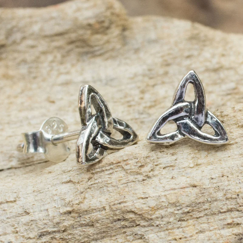 cubic zirconia hoop earrings -Celtic Trinity Sterling Silver Stud Earrings