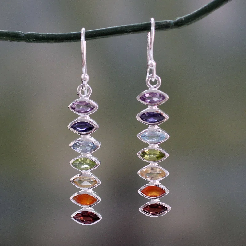 crescent moon earrings for women -Chakra Balance Drop Earrings