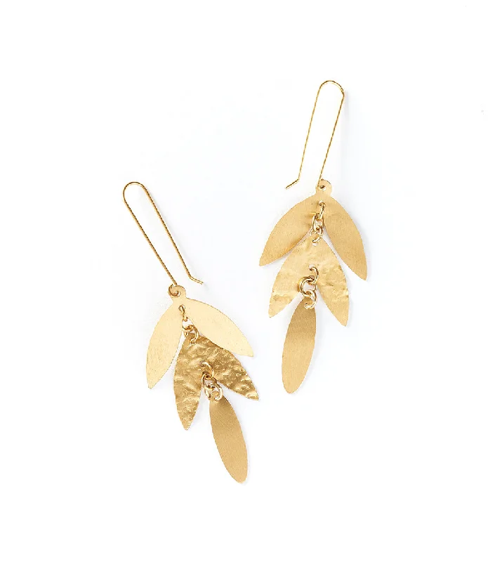 luxury pearl drop earrings for women -Chameli Earrings - Leaf Drop