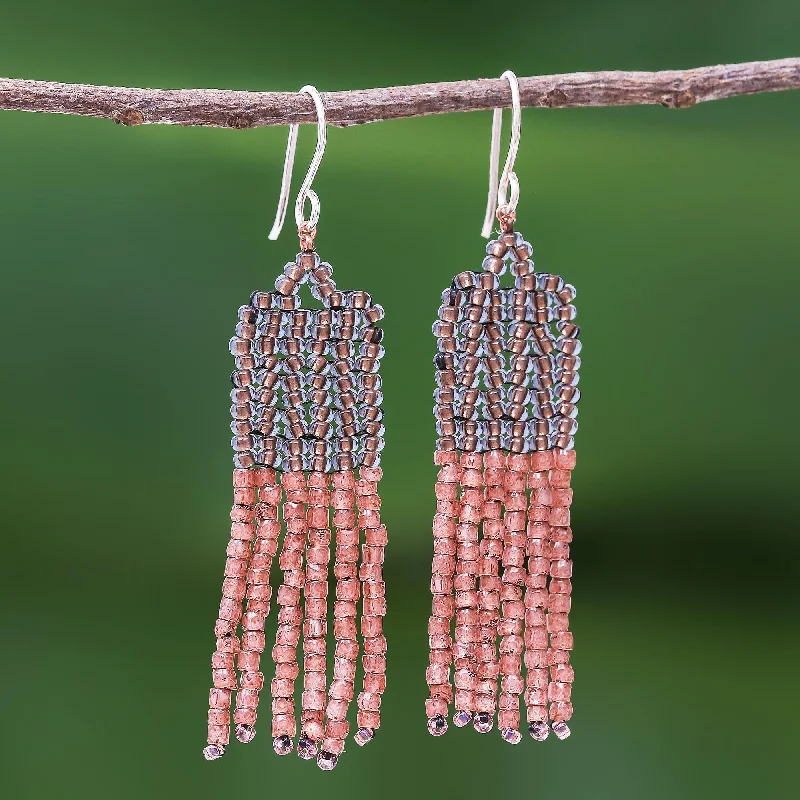 pearl ear climber earrings for women -Chao Phraya Tassels Bohemian Beaded Tassel Dangle Earrings from Thailand