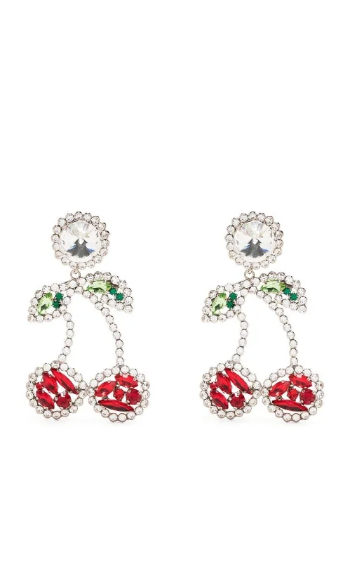 braided hoop earrings for women -Cherry Crystal Clip-On Earrings