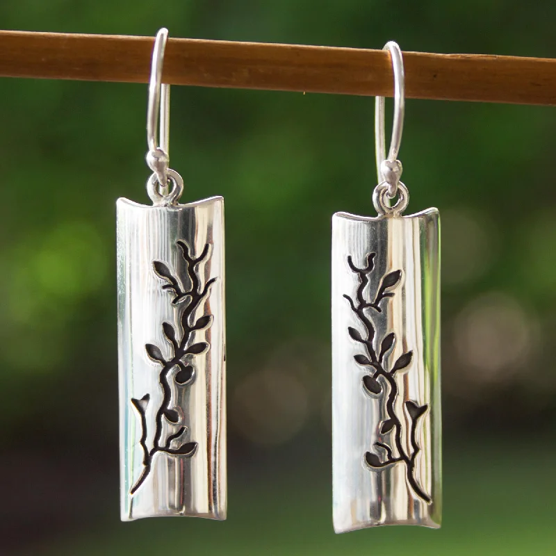 rose gold hoop earrings for women -Cherry Tree Artisan Crafted Taxco Silver Hook Earrings from Mexico