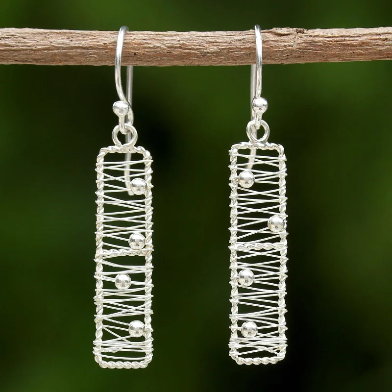 initial earrings for women -Chiang Mai River Silver Dangle Earrings