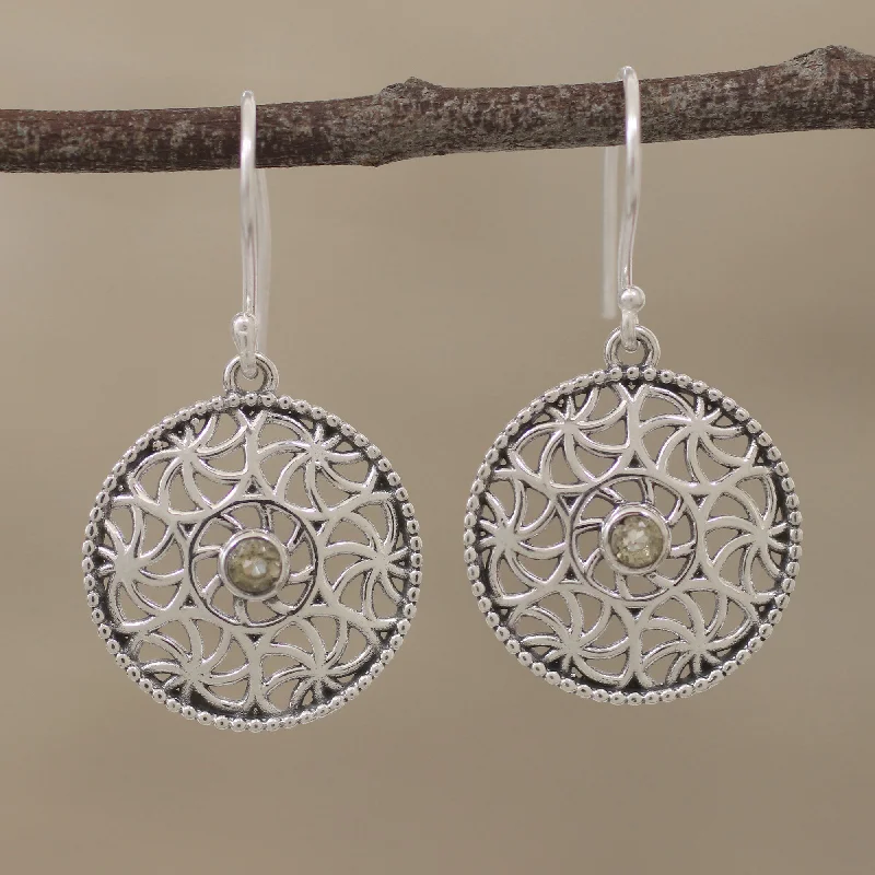 teardrop earrings for women -Circular Stars Citrine Openwork Dangle Earrings from India