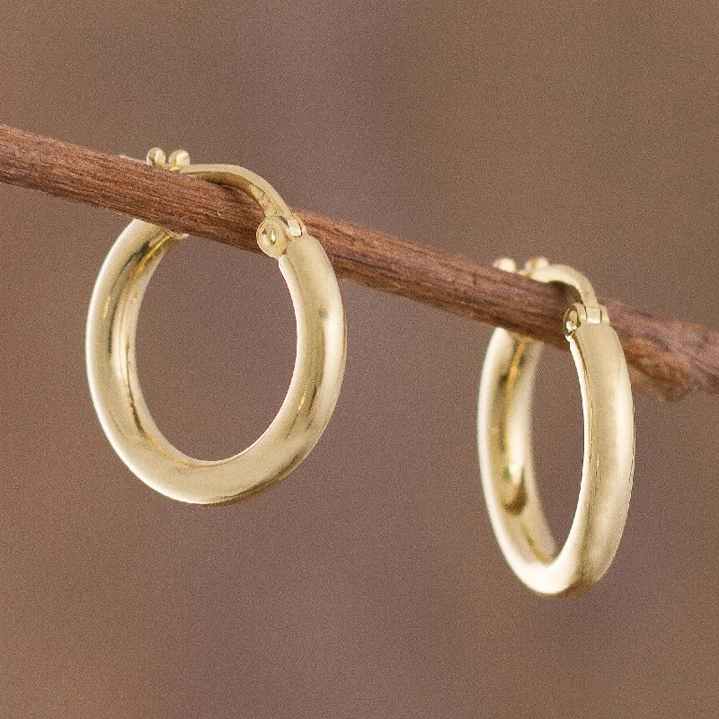 snowflake earrings for winter -Classic Sheen 18k Gold Plated Sterling Silver Hoop Earrings from Peru