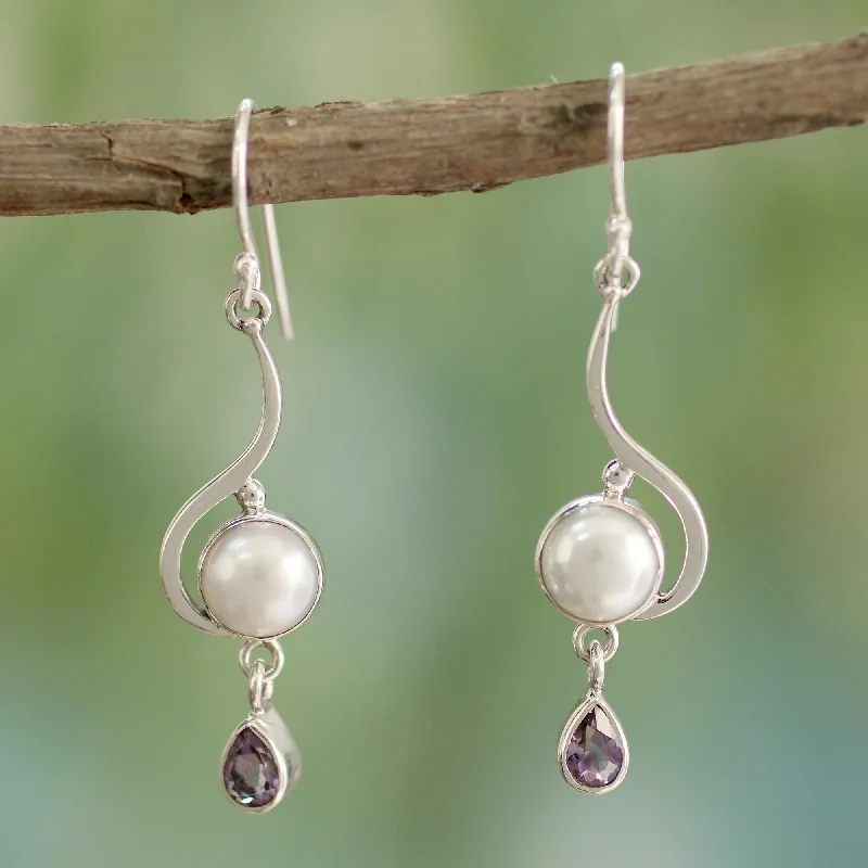 custom name hoop earrings for women -Cloud Sonnet Freshwater Pearl Earrings