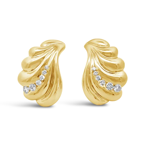 luxury pearl drop earrings for women -Diamond Fluted Estate Earrings