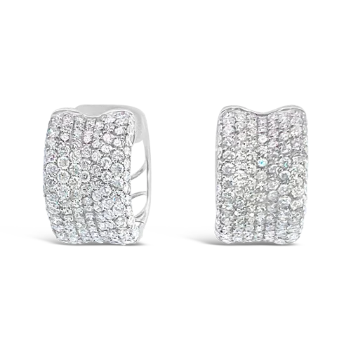 statement pearl earrings for women -Diamond Huggie Hoop Earrings