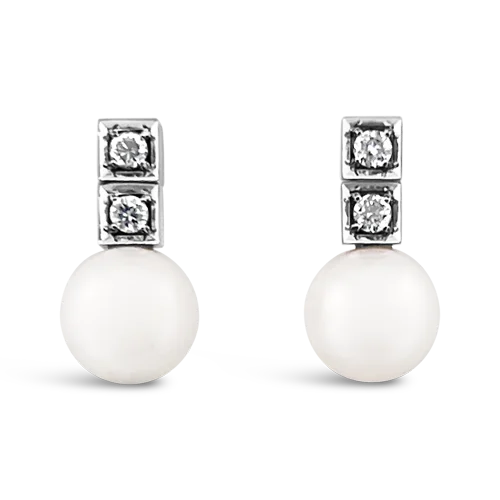 angel wing earrings for women -Diamond & Pearl Earrings