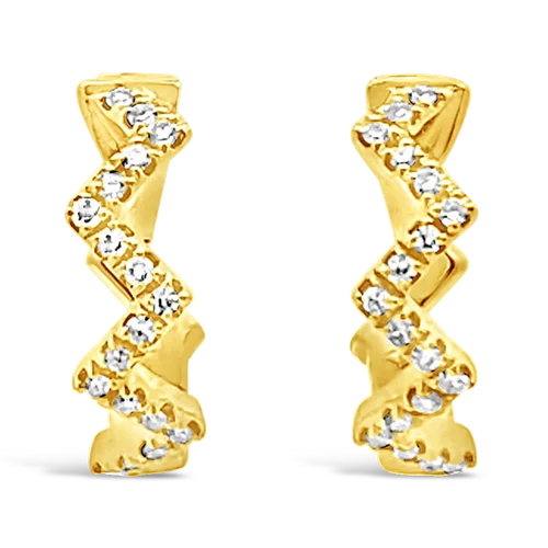 bold statement earrings for women -Diamond Zig Zag Earrings