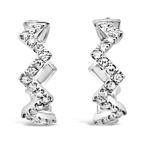 delicate pearl earrings for women -Diamond Zig Zag Earrings