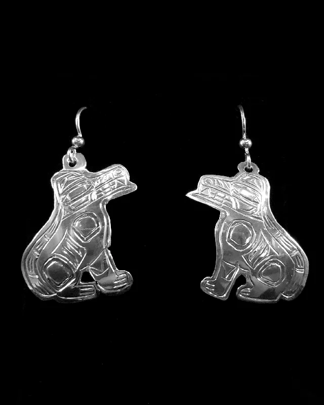 diamond drop earrings for women -Earrings- L. Chilton, Silver, Wolf