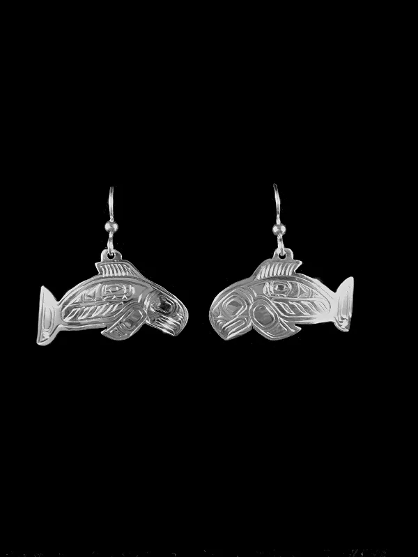 sterling silver stud earrings -Earrings- L. Chilton, Silver, Salmon