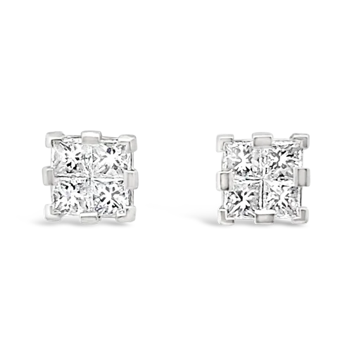 mismatched stud earrings for women -Princess cut Diamond Earrings