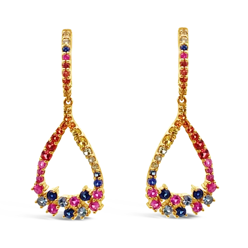 zodiac sign earrings for women -Rainbow Sapphire Dangle Earrings