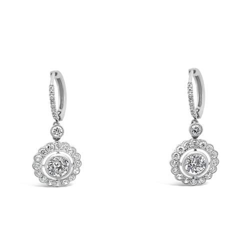 sun and moon earrings for women -Round Diamond Dangle Earrings