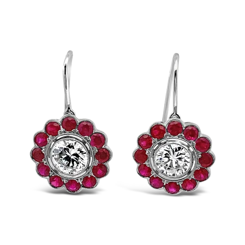 handmade gemstone earrings for women -Ruby & Diamond Earrings