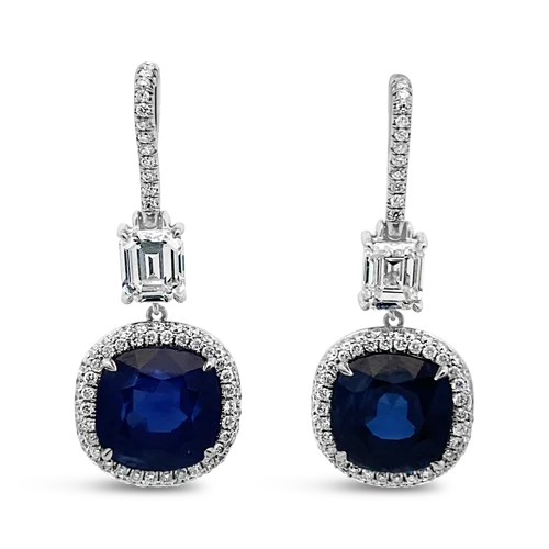 eco-friendly earrings for women -Sapphire & Diamond Dangle Earrings