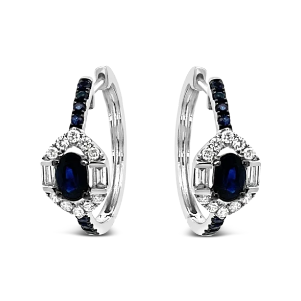 geometric earrings for women -Sapphire & Diamond Earrings