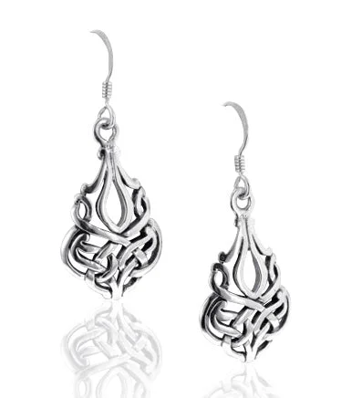 layered tassel earrings for women -Solid Sterling Silver Filigree Celtic Knot Earrings