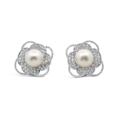 butterfly drop earrings for girls -South Sea Pearl & Diamond Earrings