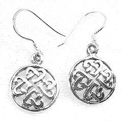 huggie hoop earrings for women -Sterling Silver Celtic Heart Cross Knot Hook Earrings