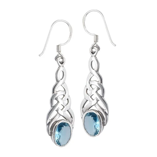 silver threader earrings for women -December Blues~ Celtic Knot Birthstone Earrings