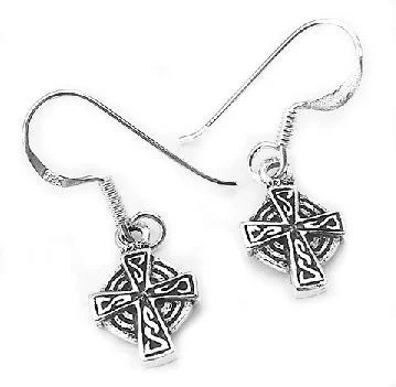 rainbow earrings for girls -Sterling Silver Celtic Knot Sun Cross Dangle Earrings