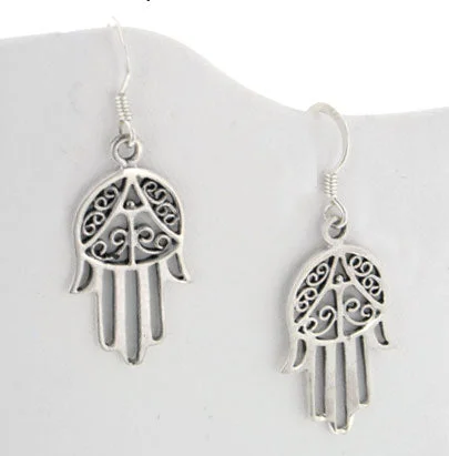 turquoise earrings for women -Hamsa Earrings | Sterling Silver | Hand of God