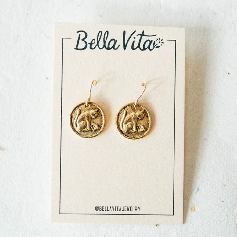 cubic zirconia stud earrings -Bitty Buttons Cat Earring