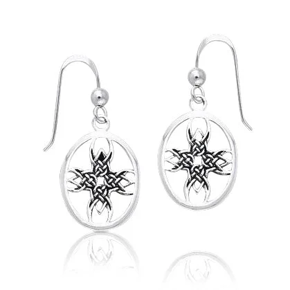 layered tassel earrings for women -Tribal Cross Celtic Knotwork Sterling Silver Earrings