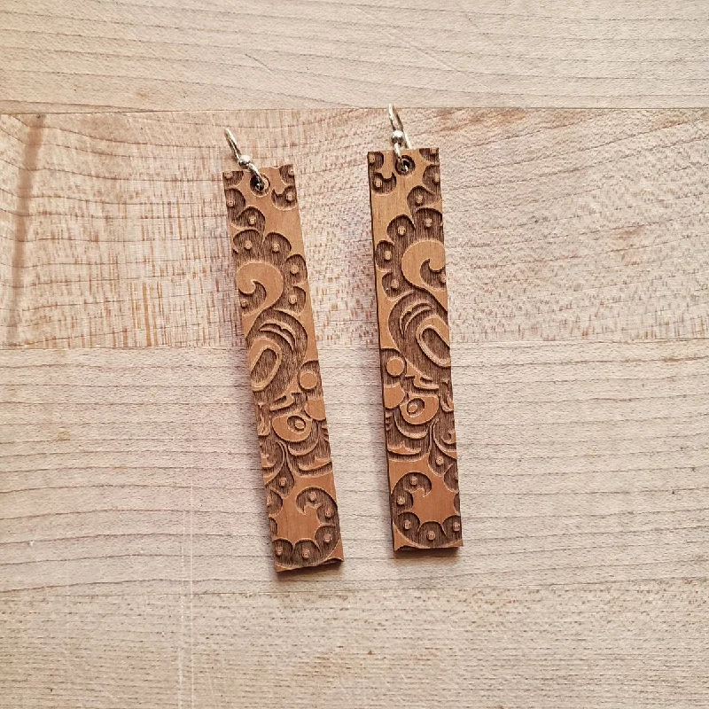 hoop earrings for sensitive ears -ER - Alder Wood, Assorted Styles